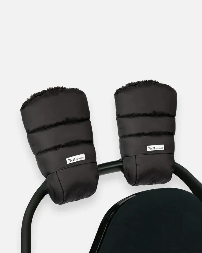 7AM Black Plush Warmmuffs