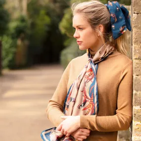 Best In Show Toffee & Navy Classic Silk Scarf