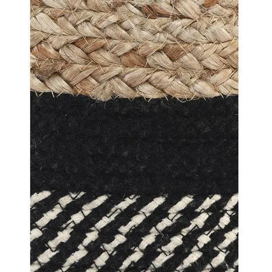 Black and Natural Jute & Cotton Basket Set of 3 For Living Room & Home