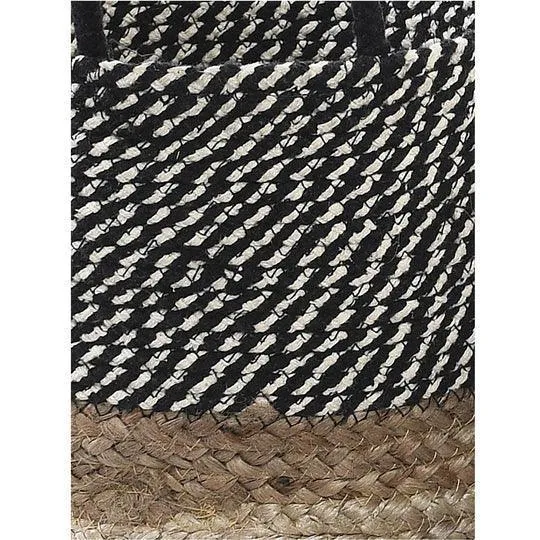 Black and Natural Jute & Cotton Basket Set of 3 For Living Room & Home