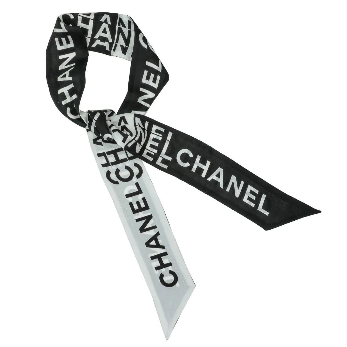 Chanel Bicolor Logo Scarf Twilly