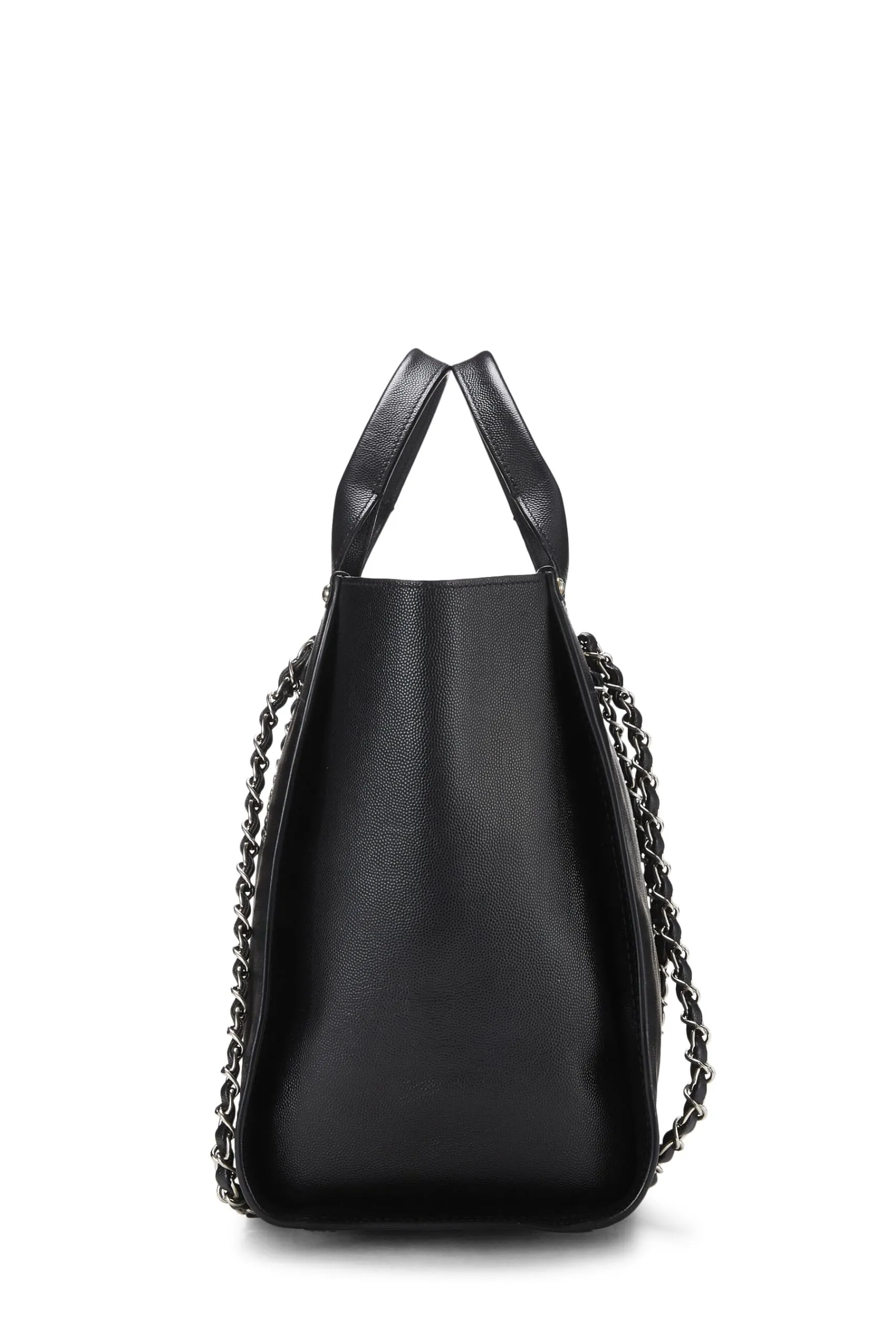 Chanel,  Black Caviar Studded Deauville Shopper Small, Black