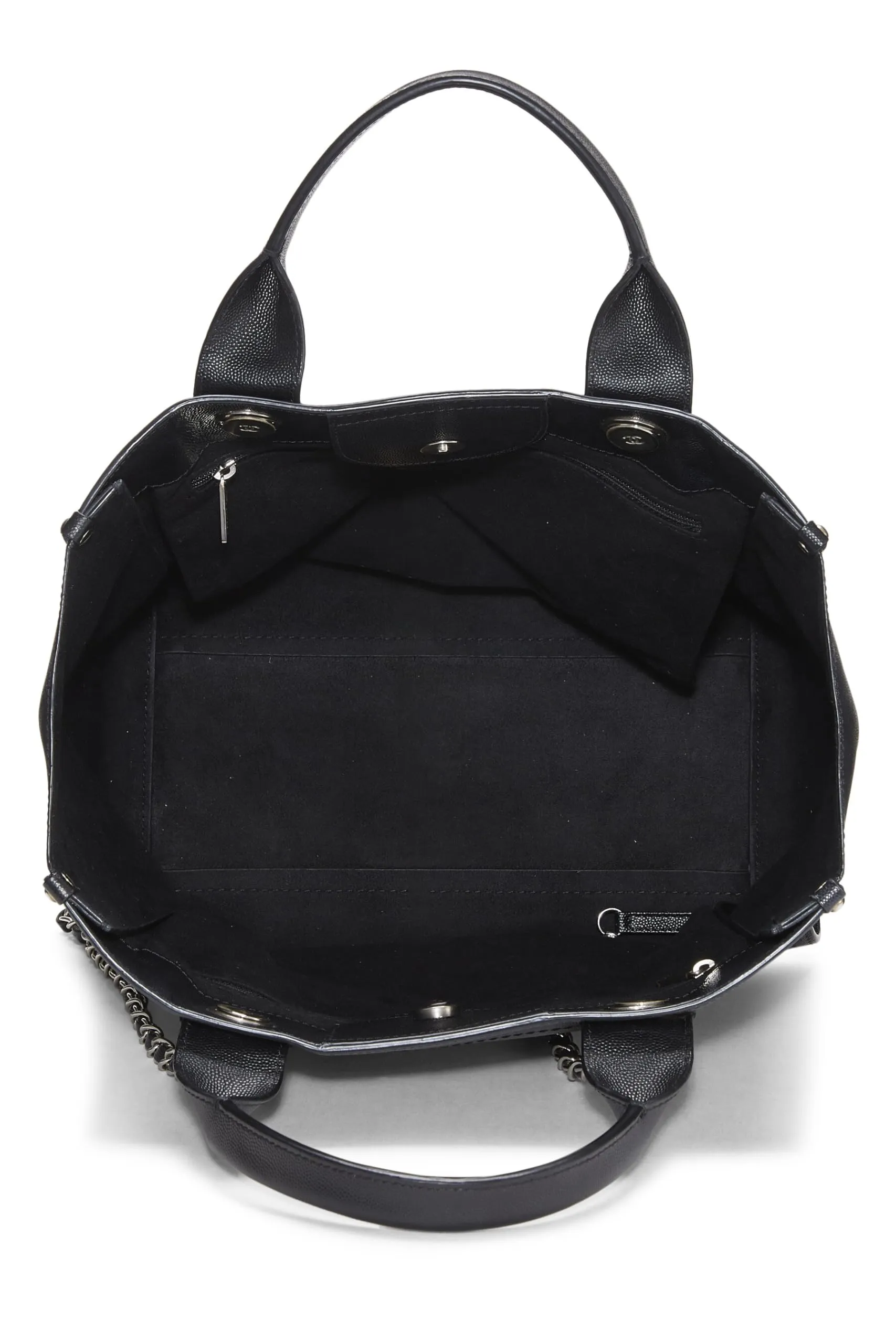 Chanel,  Black Caviar Studded Deauville Shopper Small, Black