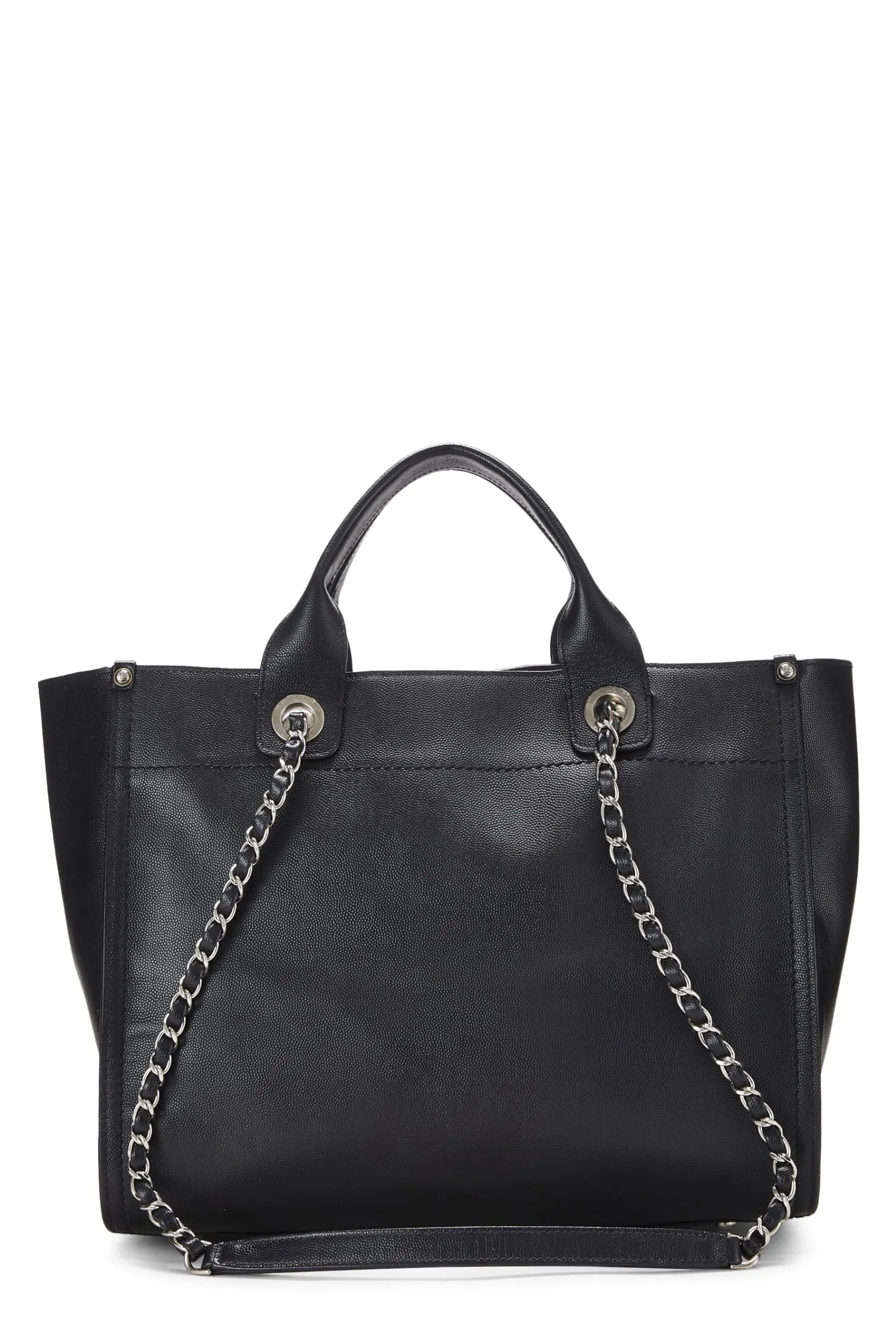 Chanel,  Black Caviar Studded Deauville Shopper Small, Black