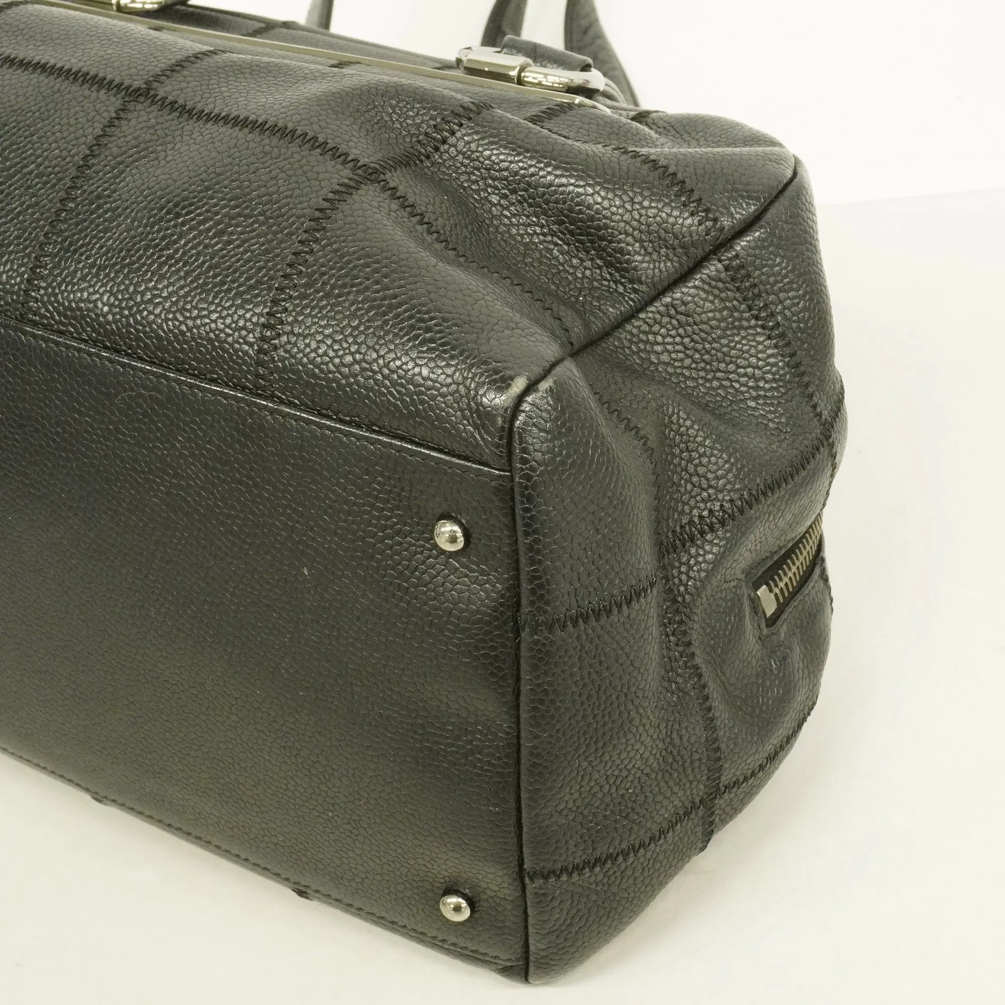 Chanel Chocolate Bar Shoulder Bag Women's Caviar Leather Shoulder Bag Black