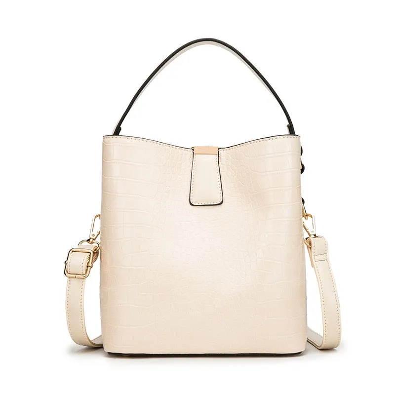 Crocodile Pattern Bucket PU Leather Handbags Women Crossbody Totes Messenger Bag