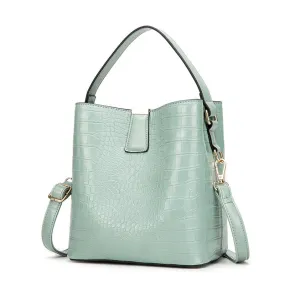 Crocodile Pattern Bucket PU Leather Handbags Women Crossbody Totes Messenger Bag
