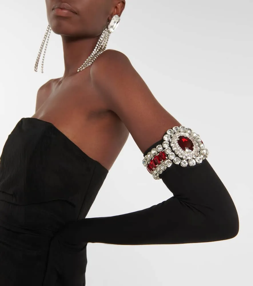 David Koma Moir√É¬© minidress and embellished gloves