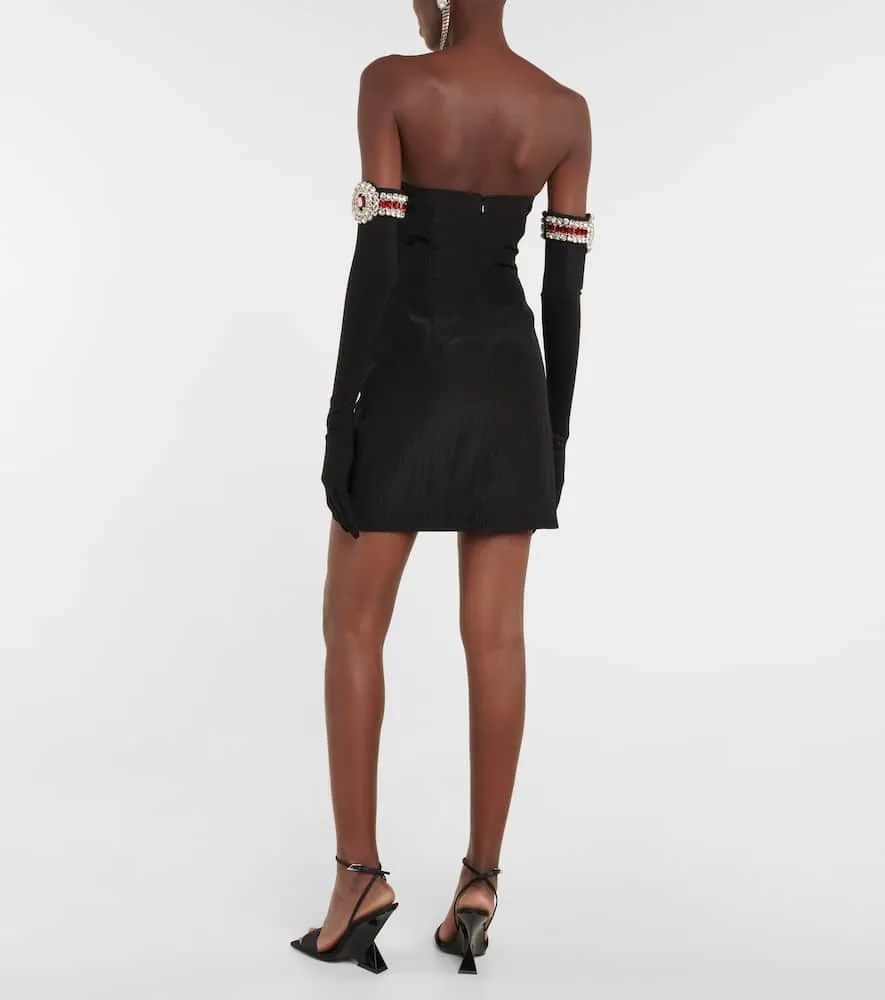 David Koma Moir√É¬© minidress and embellished gloves