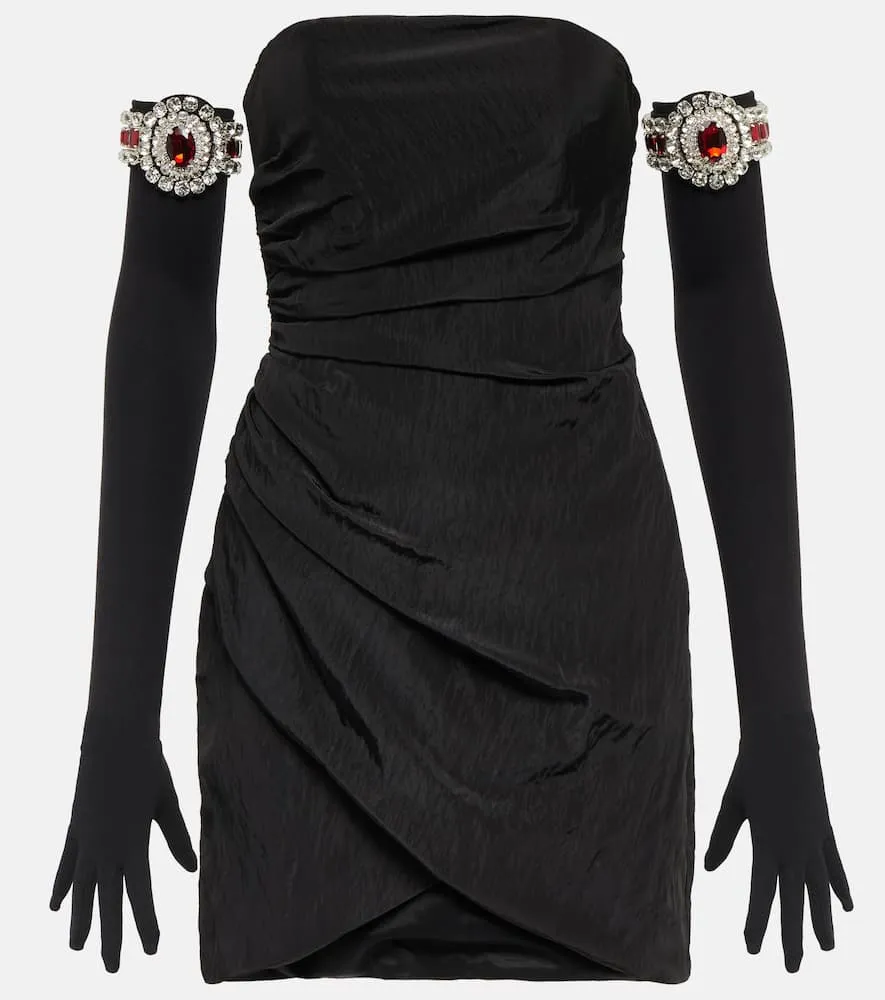 David Koma Moir√É¬© minidress and embellished gloves