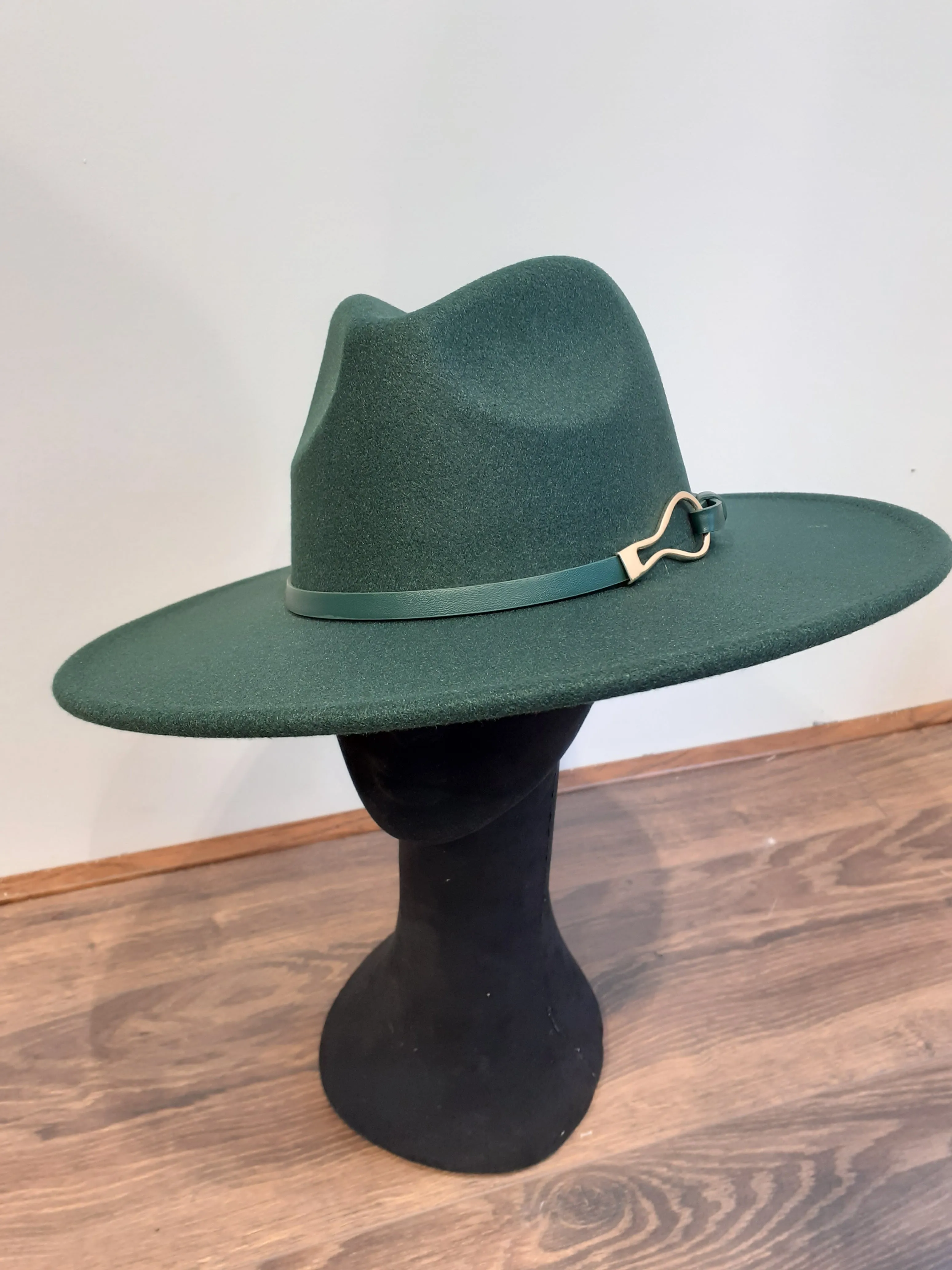 Fedora hats with gold buckle