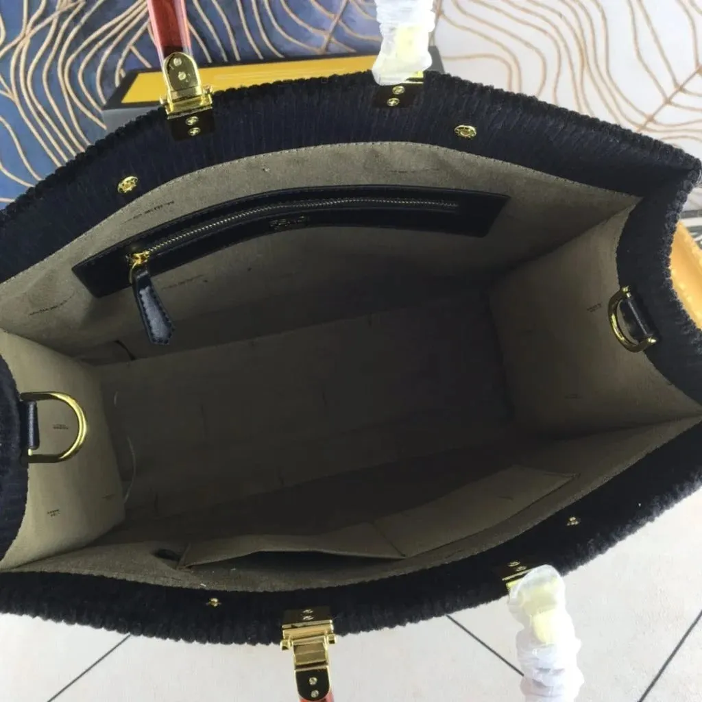 Fendi Velvet Shopper Tote Bag Black