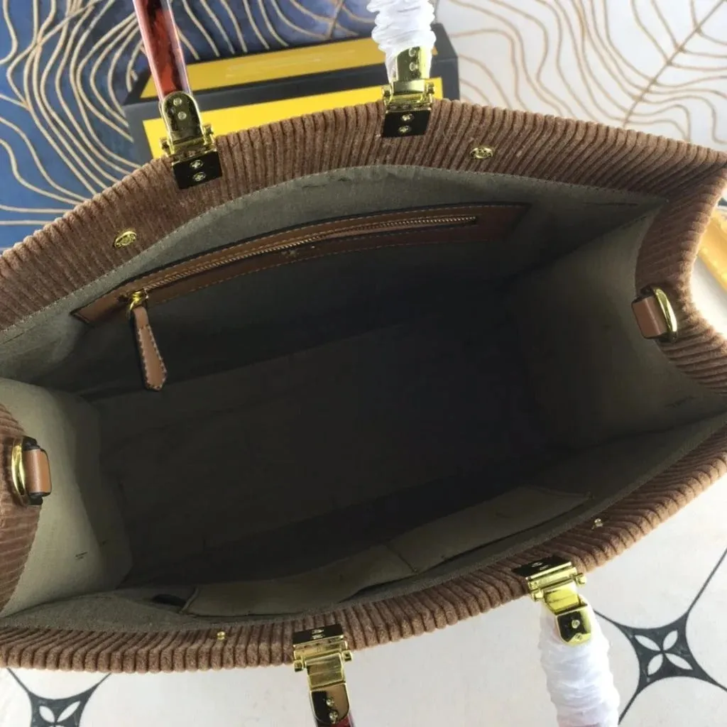 Fendi Velvet Shopper Tote Bag Brown