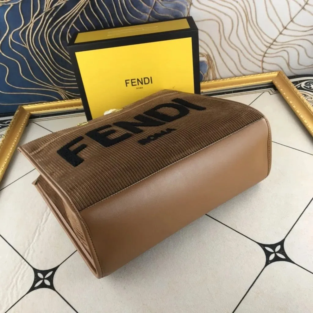 Fendi Velvet Shopper Tote Bag Brown