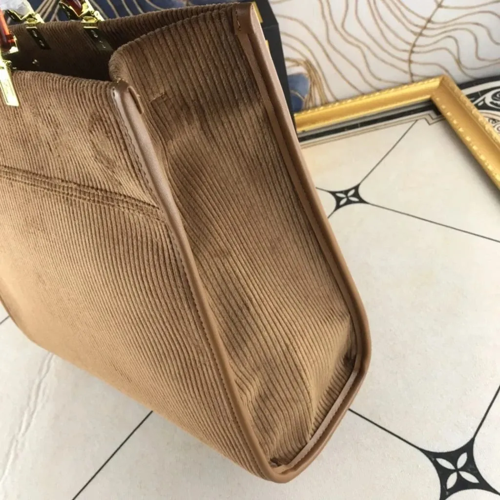 Fendi Velvet Shopper Tote Bag Brown