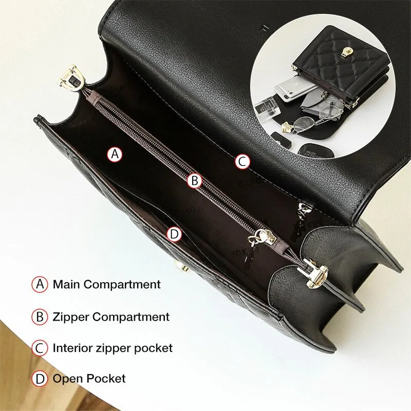 FOXER Women's Cow Split Leather Shoulder Bag Stylish Flip Crossbody Bag Ladies Large Capacity Messenger Bag Casual Lattice Bags
