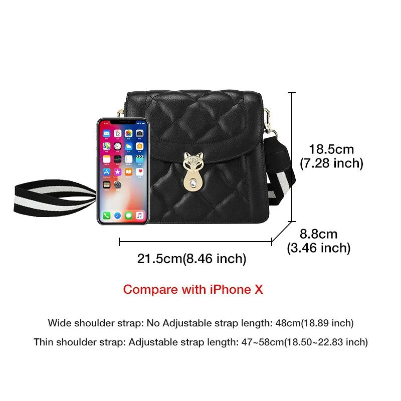 FOXER Women's Cow Split Leather Shoulder Bag Stylish Flip Crossbody Bag Ladies Large Capacity Messenger Bag Casual Lattice Bags