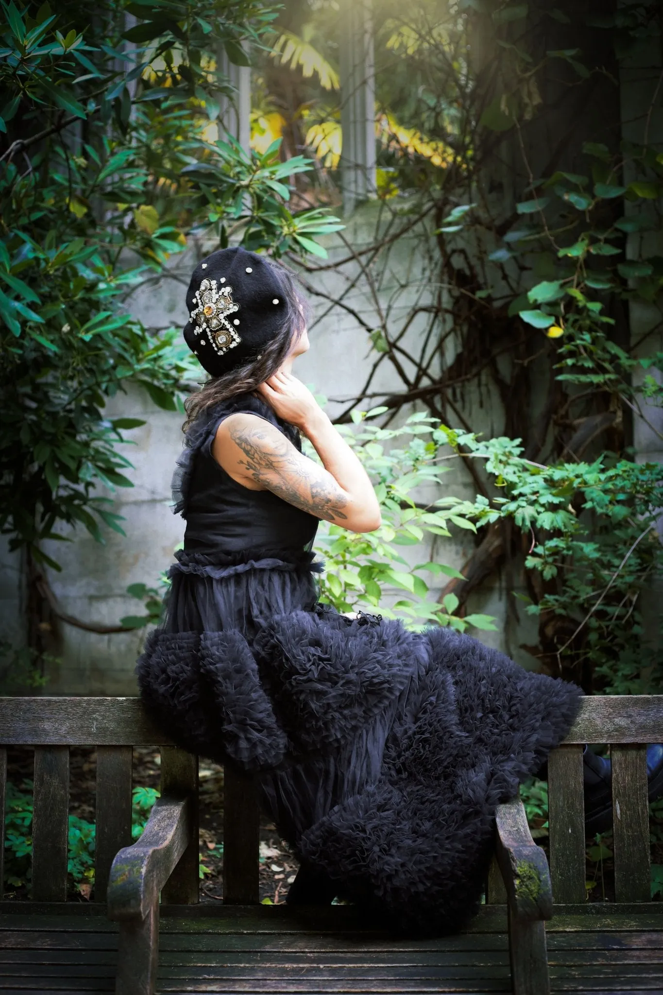Ladies beret hat with embellishments