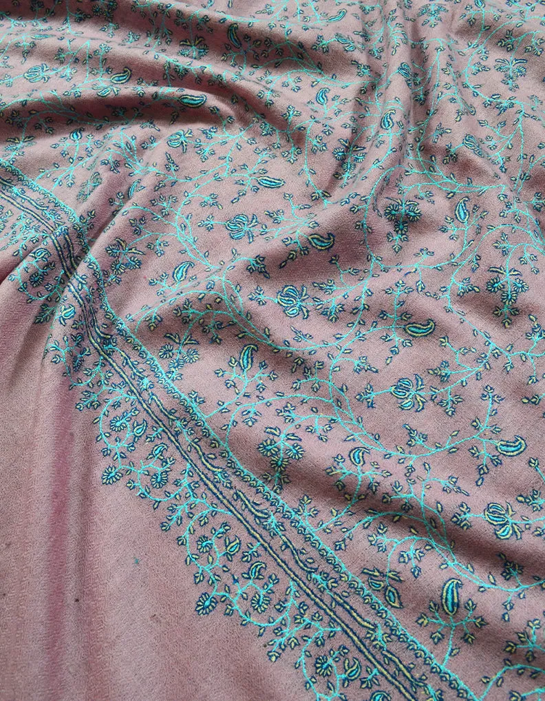 Lavender Embroidery GI Pashmina Shawl 7095