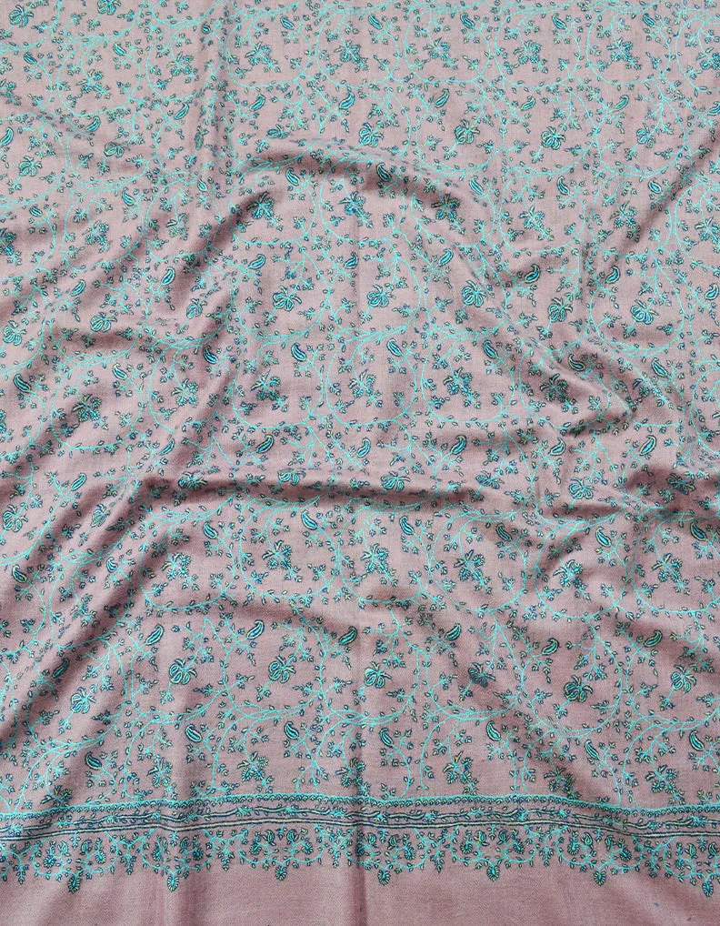 Lavender Embroidery GI Pashmina Shawl 7095