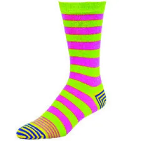 Lime and Pink Elvis Striped Socks (Men's)