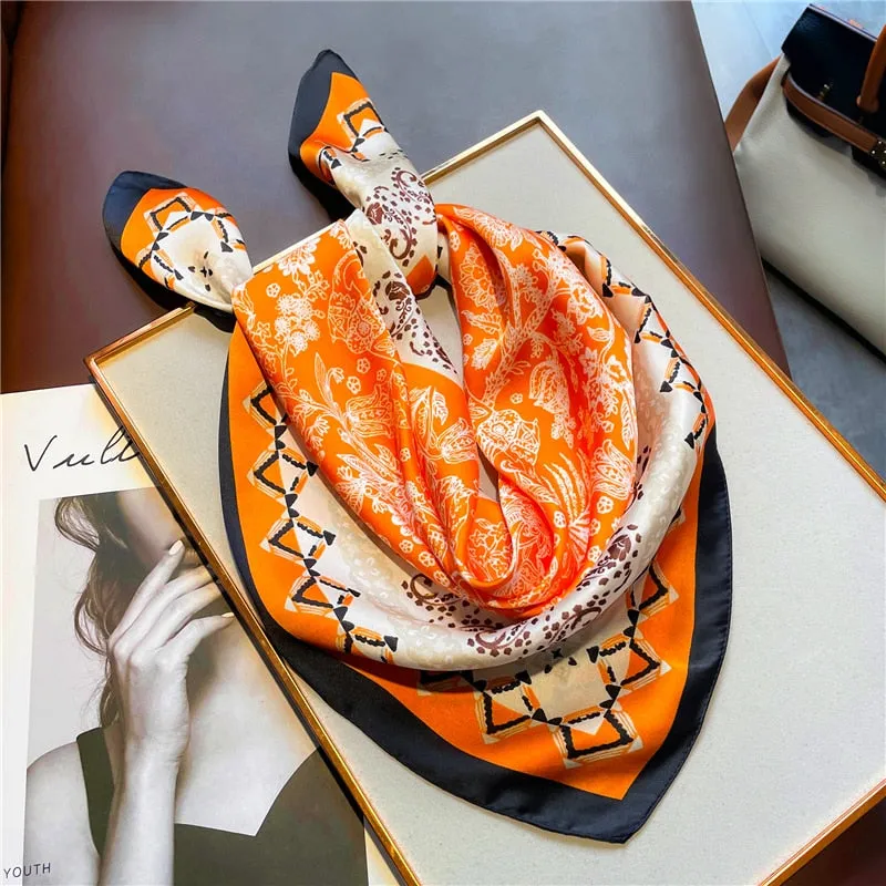 Luxury Print Silk Square Scarf