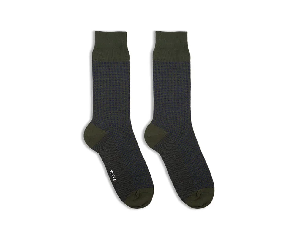 Men's Houndstooth Socks - Green & Navy