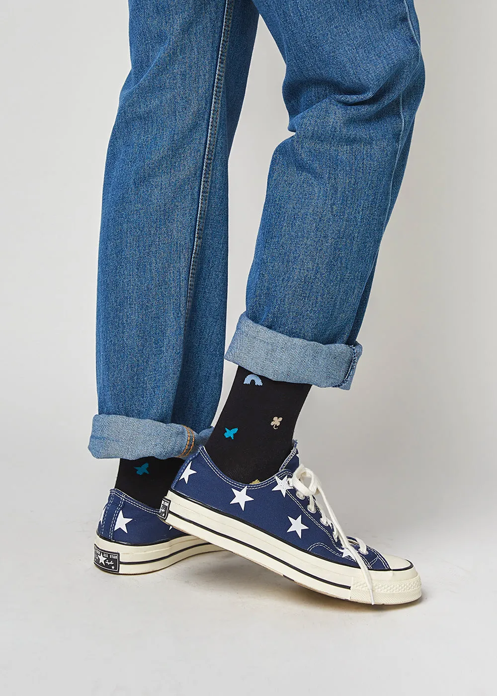 Men's Sketchbook Pattern Socks - Black