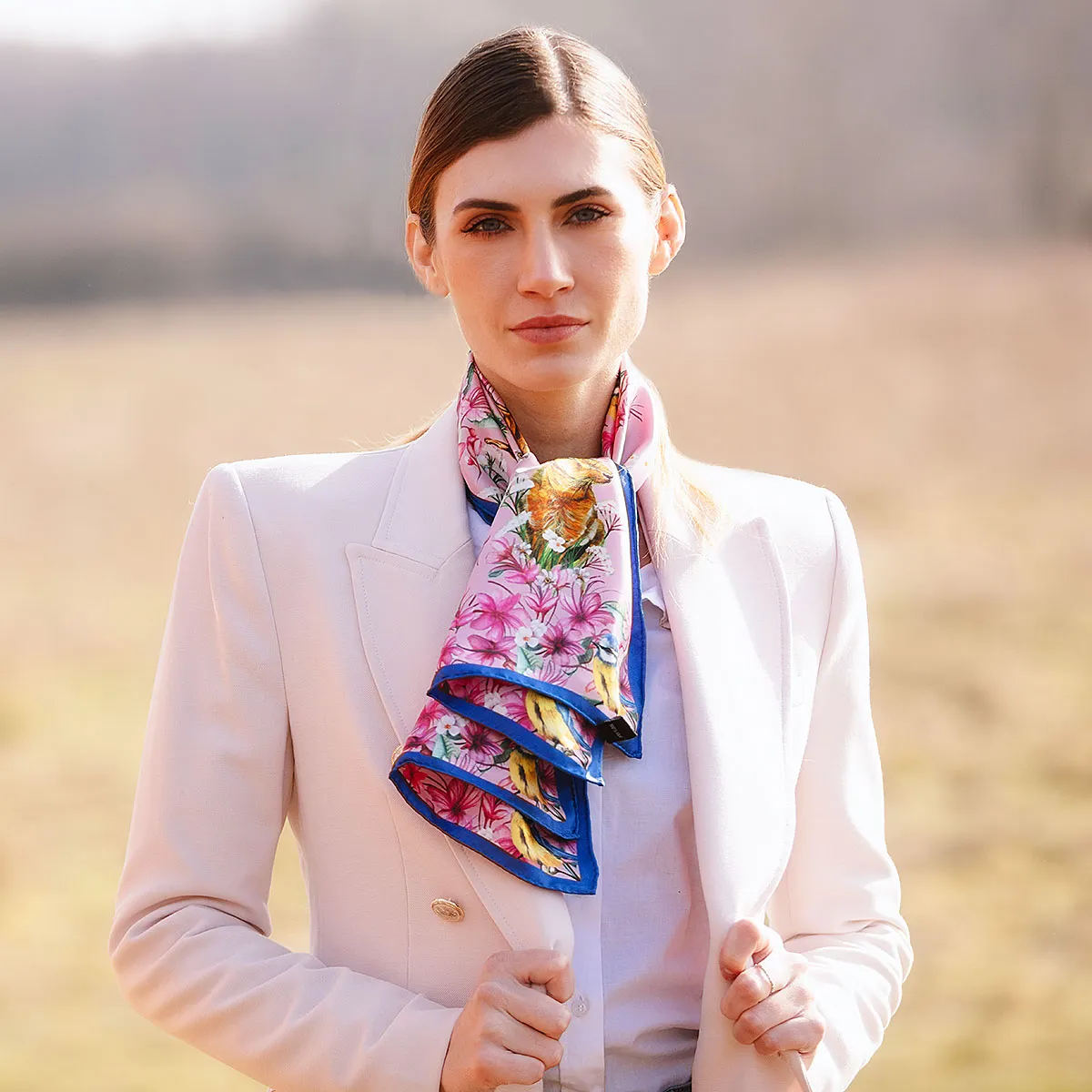 Oopsie Daisy Dawn Pink Narrow Silk Scarf