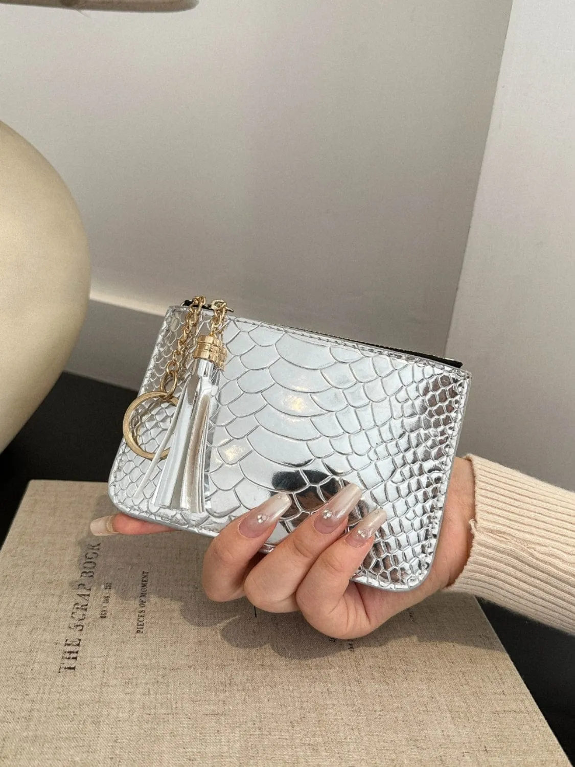 PU Leather Tassel Trim Card Case