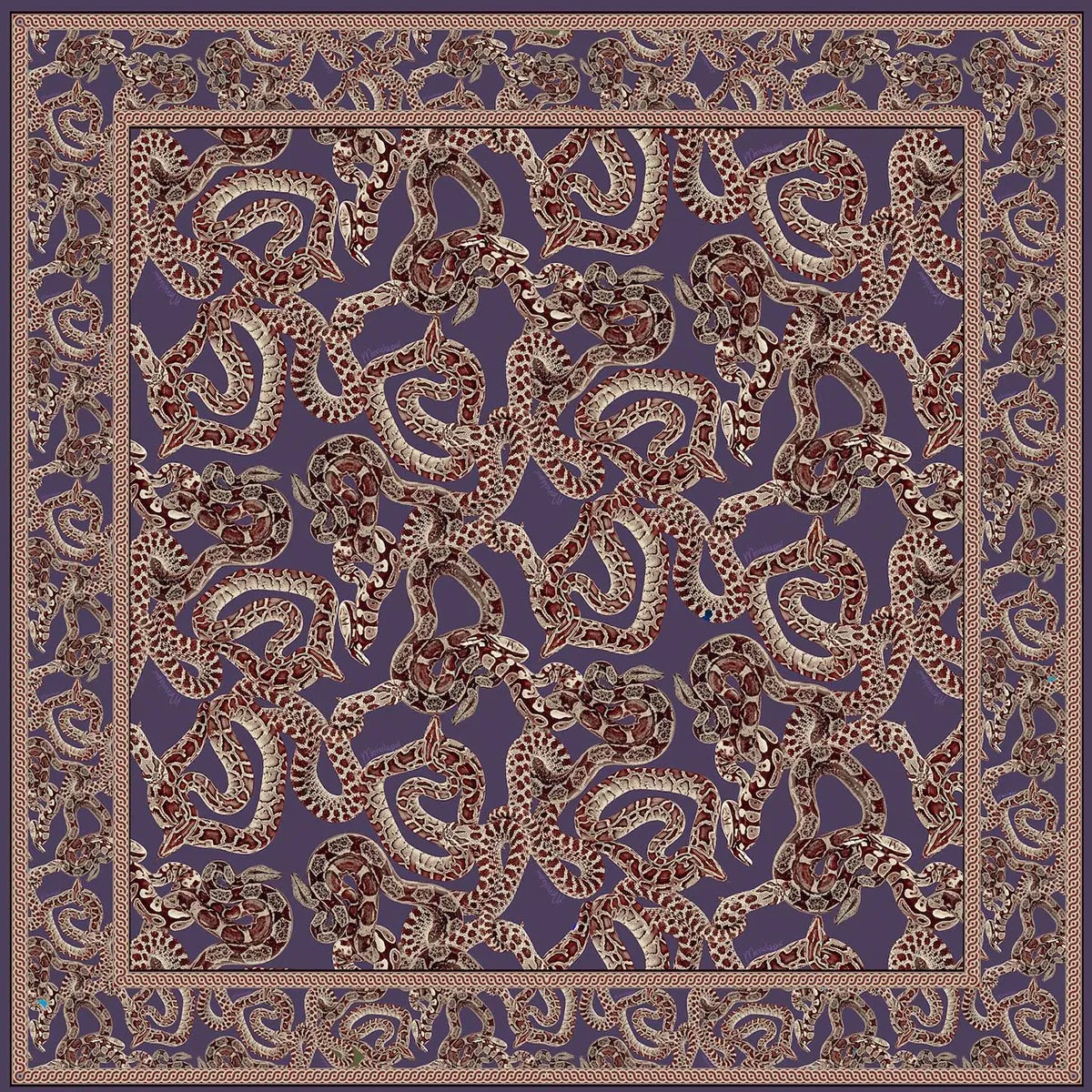 Silk Snake Scarf - Vino x Purple (Large)