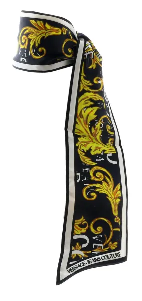 Versace Jeans Couture Black/Gold Signature Baroque Print Slim Scarf