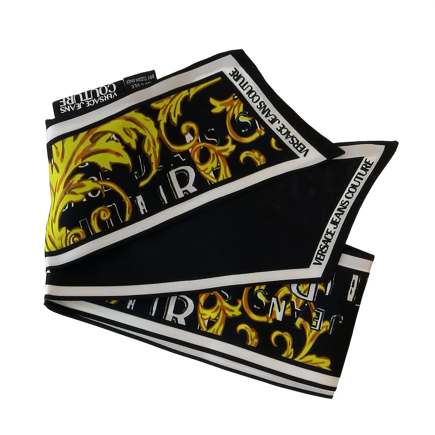 Versace Jeans Couture Black/Gold Signature Baroque Print Slim Scarf