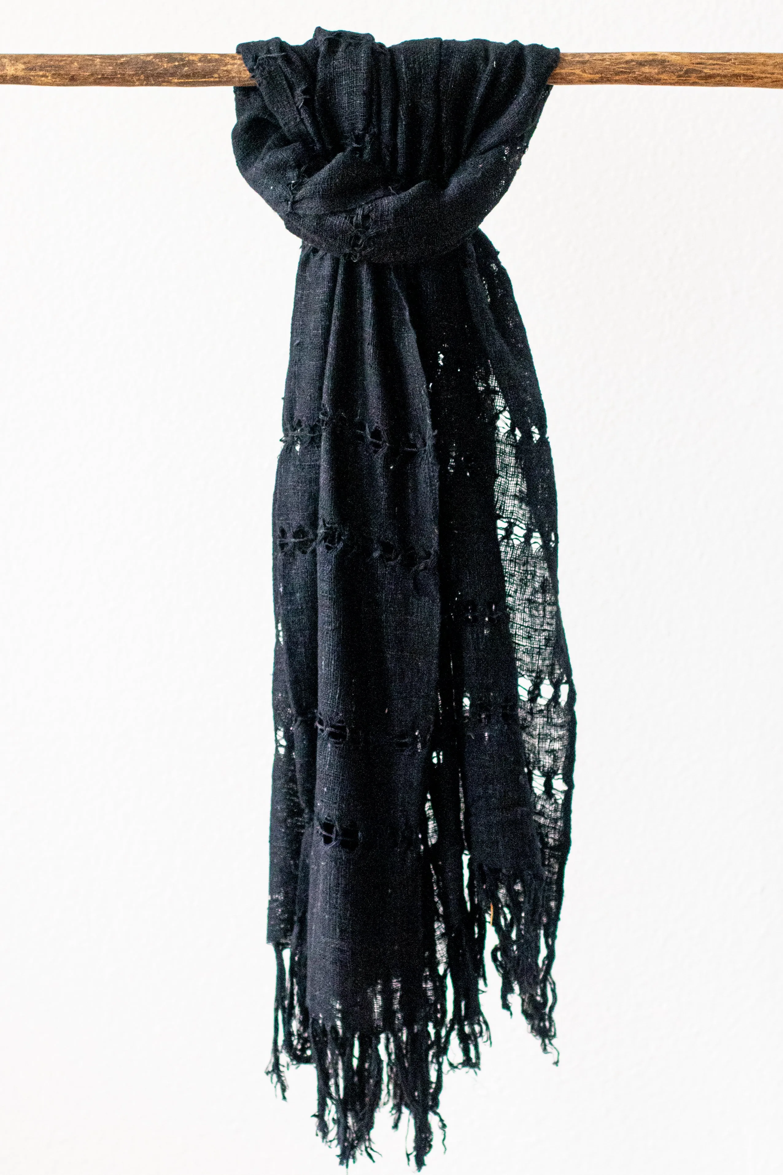 Wild Silk Spider Weave Scarf, Black Mud