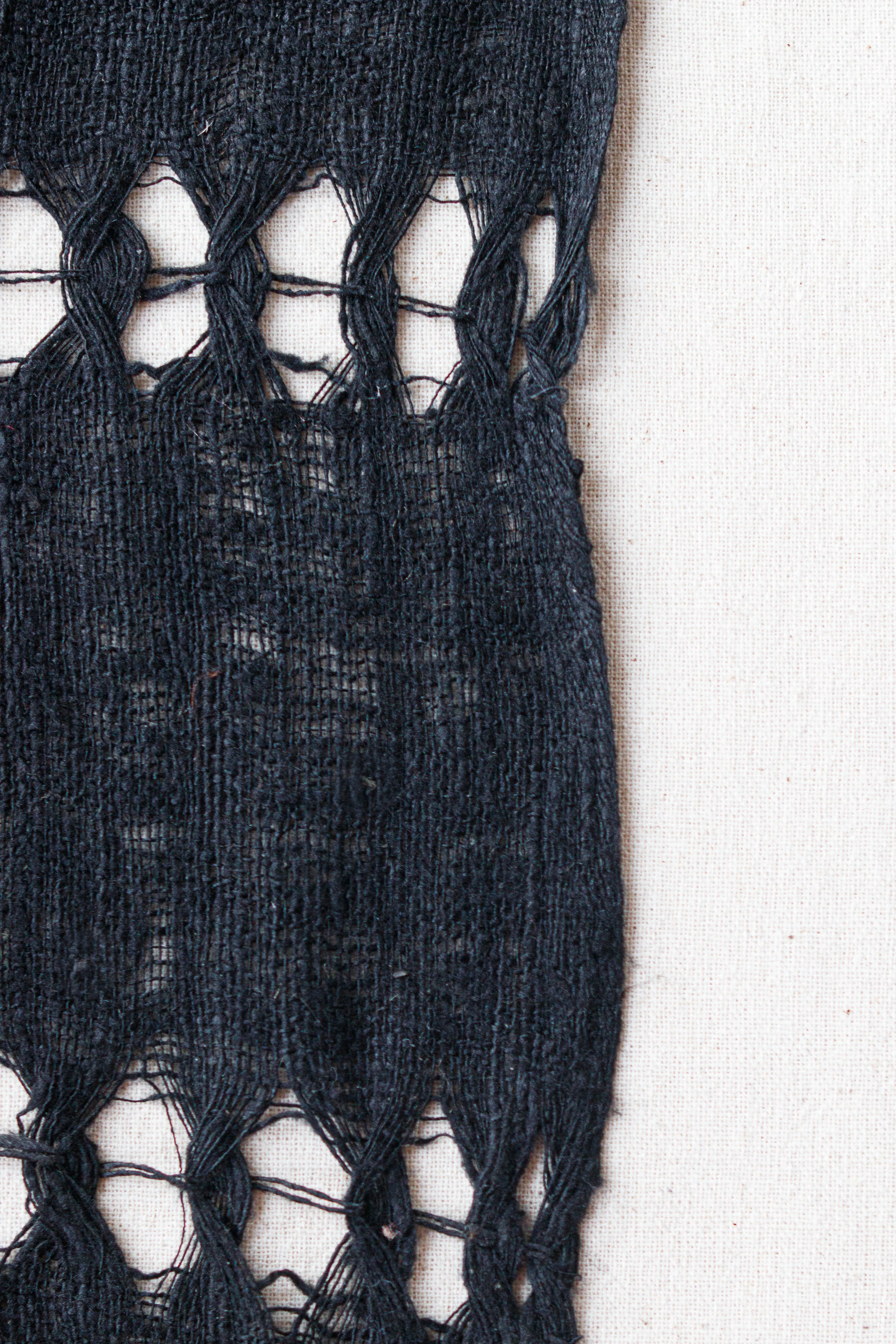 Wild Silk Spider Weave Scarf, Black Mud