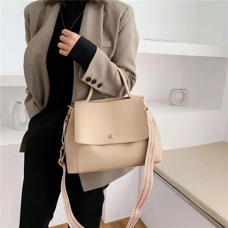 Women Large Capacity PU Shoulder Messenger Bag Retro Daily Totes