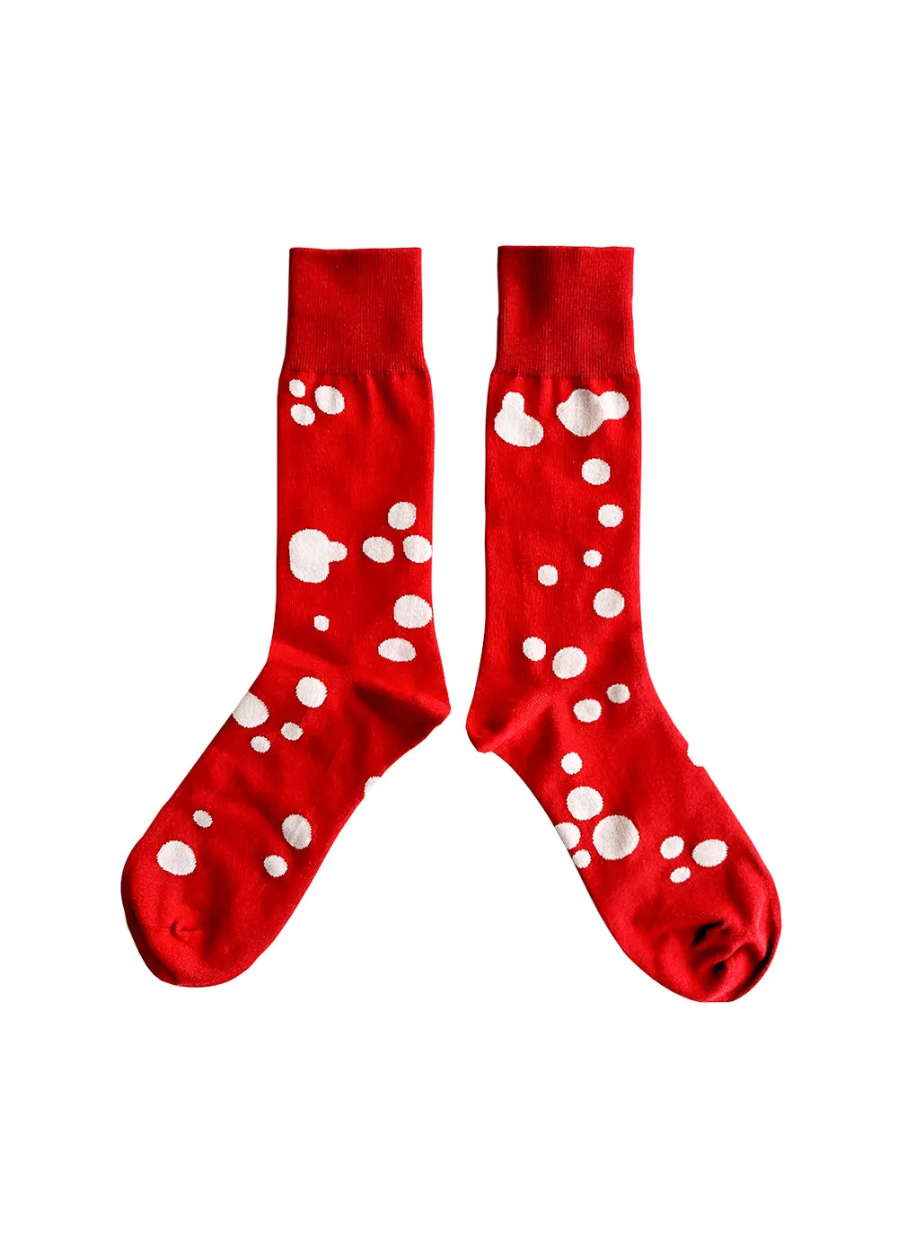 Women's Dalmatian Pattern Socks - Red & White